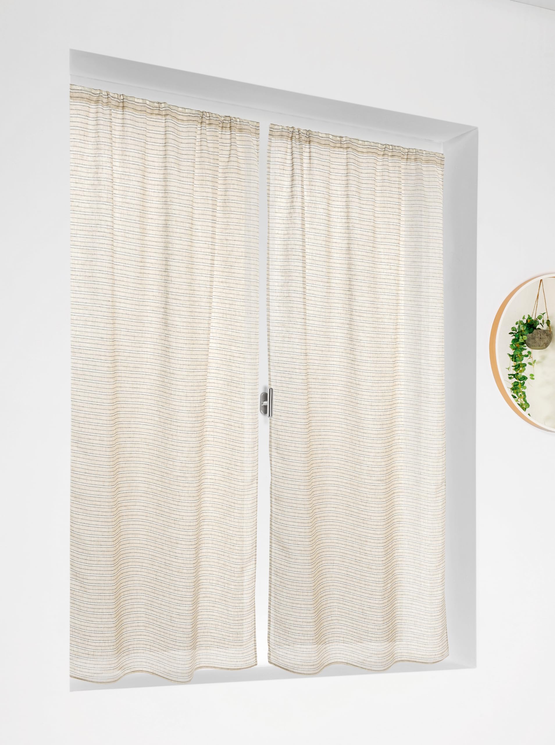 Linder Pair of Marcel Black and White Linen Glazing 55 x 120 cm