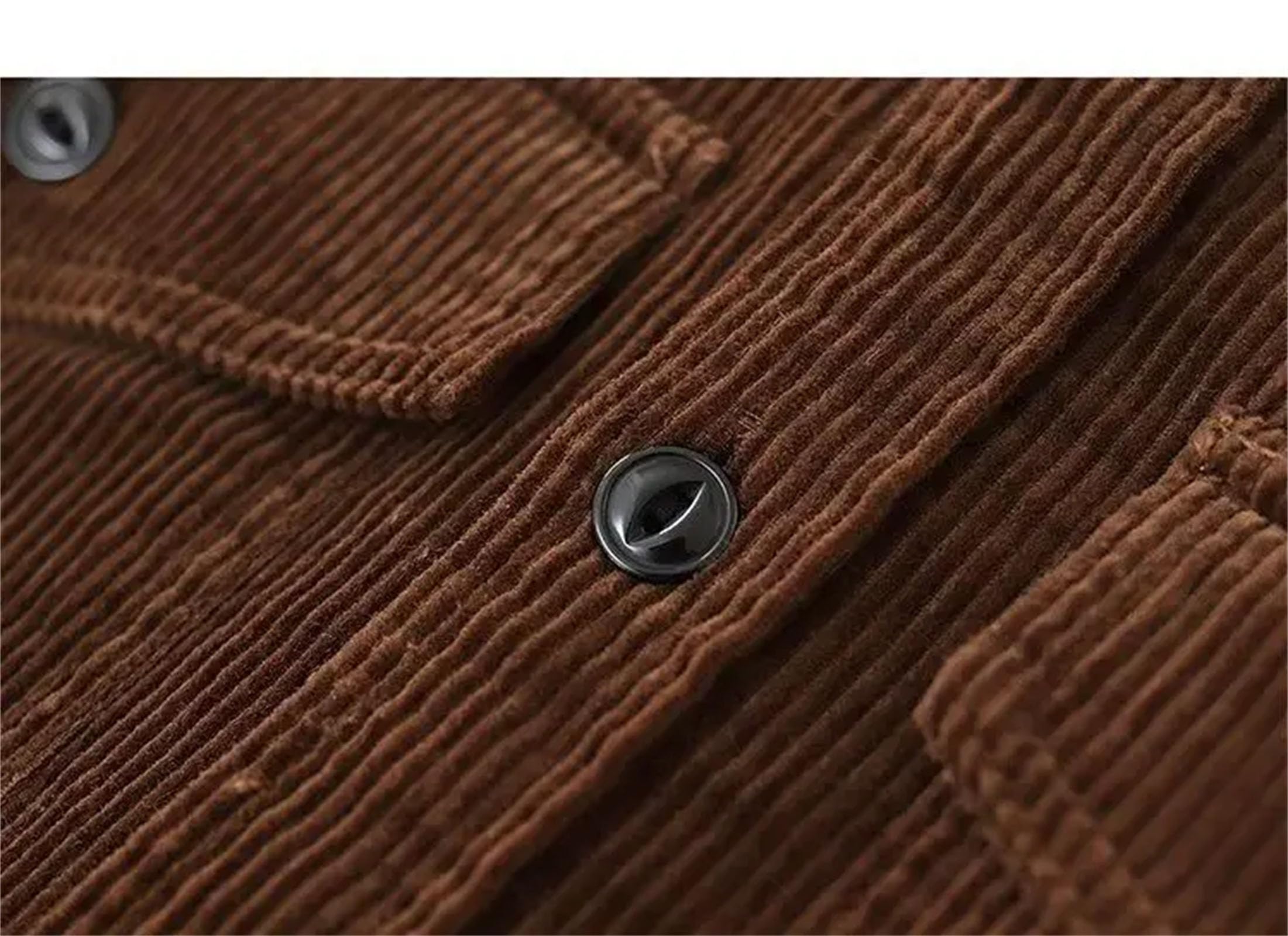 Herren-Arbeitshemd aus Kordsamt, einfarbig, Baumwolle, langärmelig, Sweatshirt, Tasche, Freizeithemden