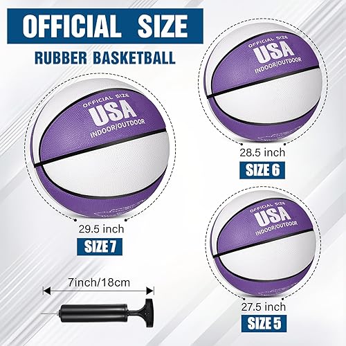 Miniatura 2 de Libima Juego de 24 pelotas de baloncesto de goma a granel con inflador, tamaño oficial, bolas multicolor para adultos, niños y niñas, regalos para