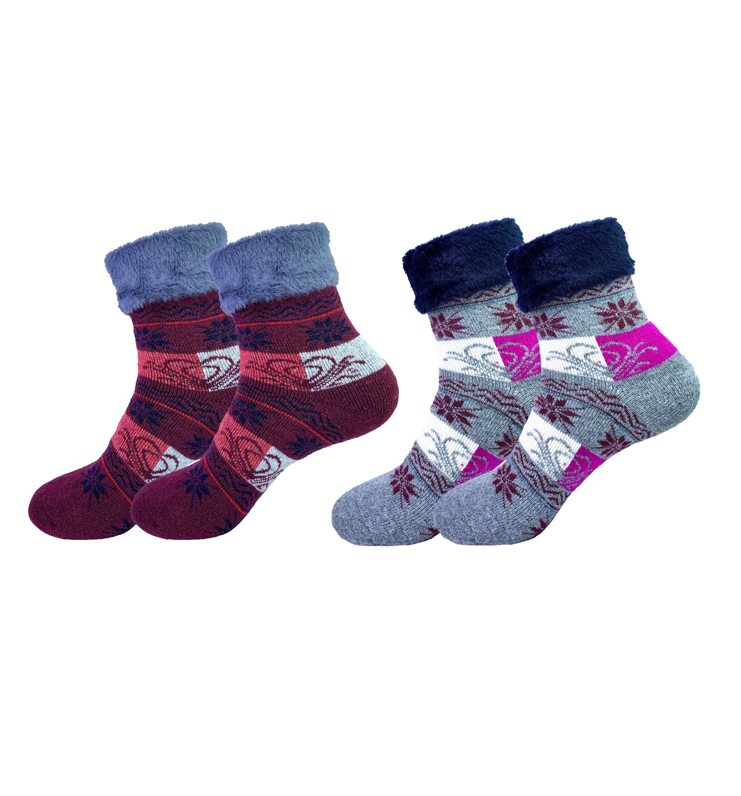 Fuzzy Socks Full fur, Warm Soft Fluffy Fur Socks Thick Cozy Plush Sock Winter Christmas Socks for Women/Mens (PACK OF 2 | MULTICOLOR/DESIGN)-image-21