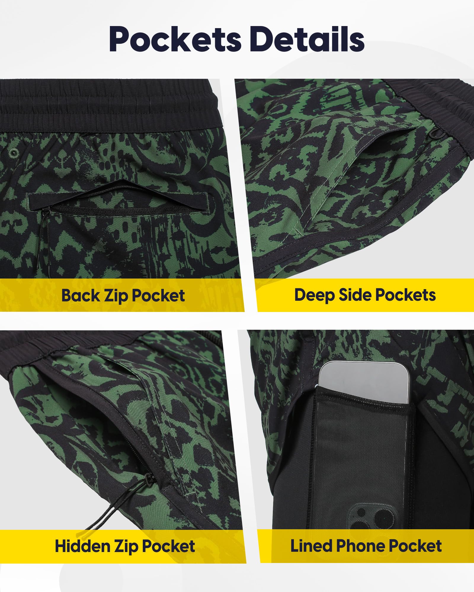 maamgic Pantalones cortos de entrenamiento para hombre, estilo retro, de 5 pulgadas, con forro, secado rápido, pantalones cortos deportivos 2 en 1
