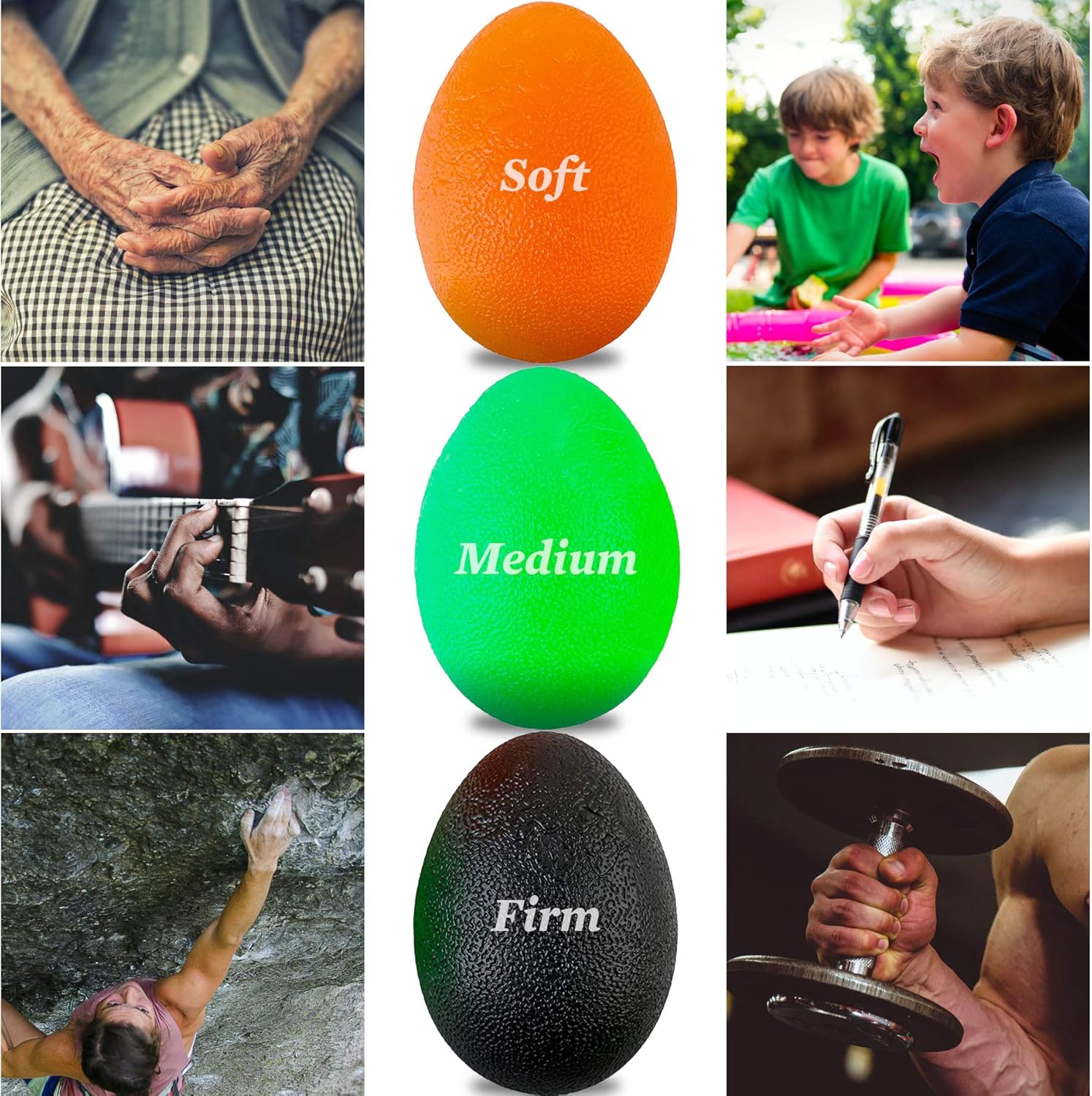 The Friendly Swede Stress Balls for Adults and Kids - Hand Grip Strength Trainer, Hand Therapy Squishy Ball, Set of 3 Finger Resistance Exercise Squeezer : Sports & Outdoors