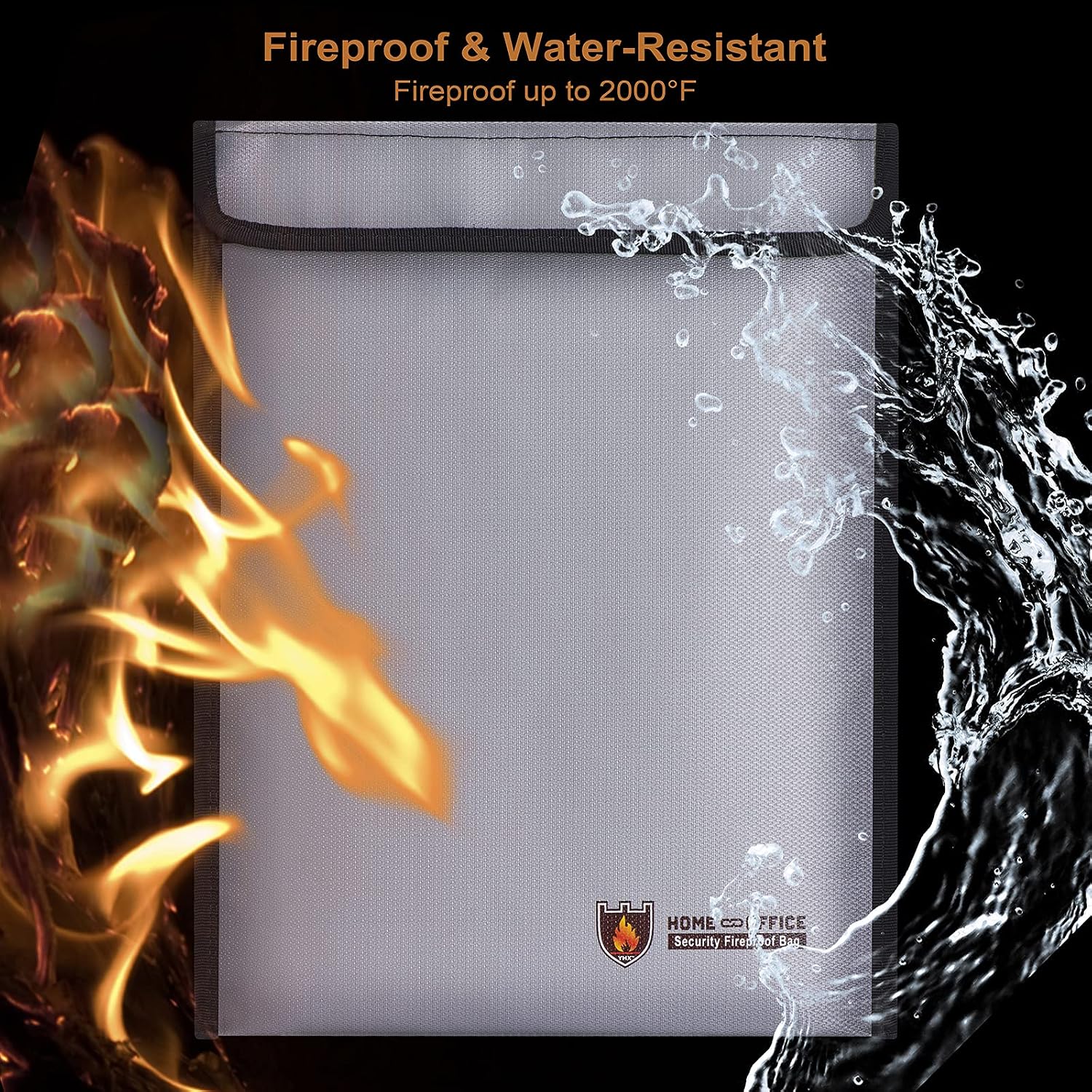 Fireproof Document Bag (2000℉),15”x11” Waterproof and Fireproof Money Bag with Zipper,Fireproof Safe Storage Pouch for Cash,Jewelry,Passport,A4 Legal Documents,Tablet and Valuables