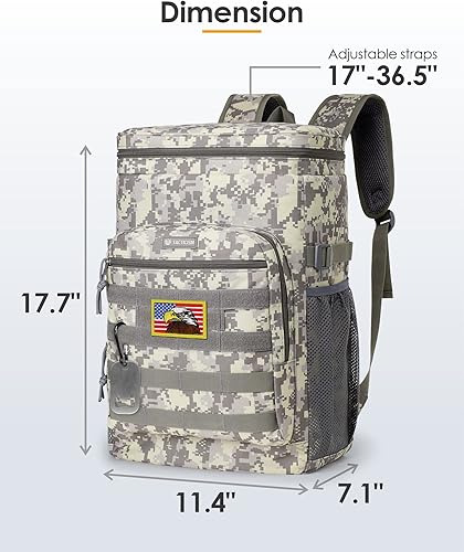 Miniatura 2 de TACTICISM Mochila térmica de 38 latas, mochila táctica de almuerzo para hombres de trabajo, mochila térmica suave Molle aislada, impermeable, a