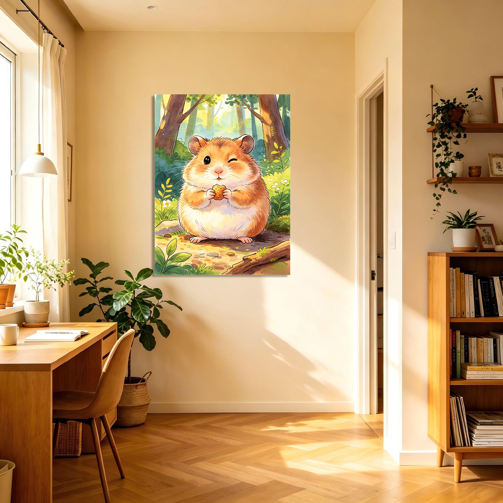 TNGHHSGA Cuentos de Aventuras de Zizi 43Cuadro en Lienzo de Hámster Adorable, Arte de Pared Infantil, Decoración para Habitación de Niños, Dormitorio y Guardería40x52cm Lienzo envuelto