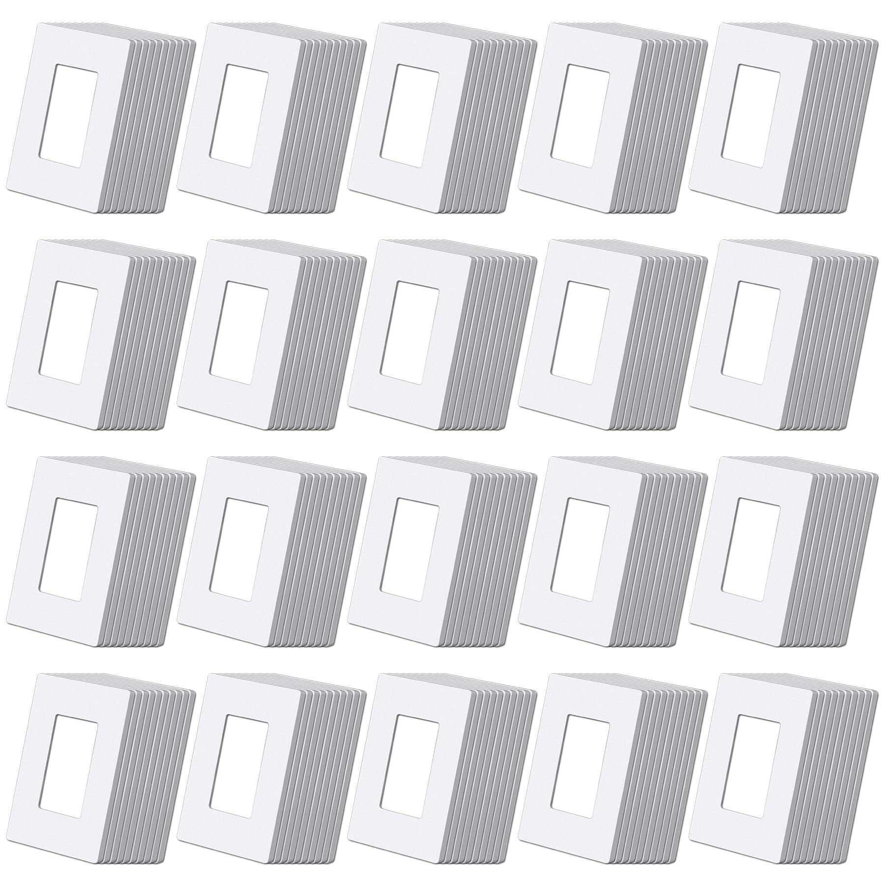 (200 Pack) BESTTEN USWP6 Matte Snow White Decorator Screwless Wall Plate, 1-Gang Decor Switch Plate, Decorative Outlet Cover, for Dimmer, USB, GFCI, Receptacle, Light Switch