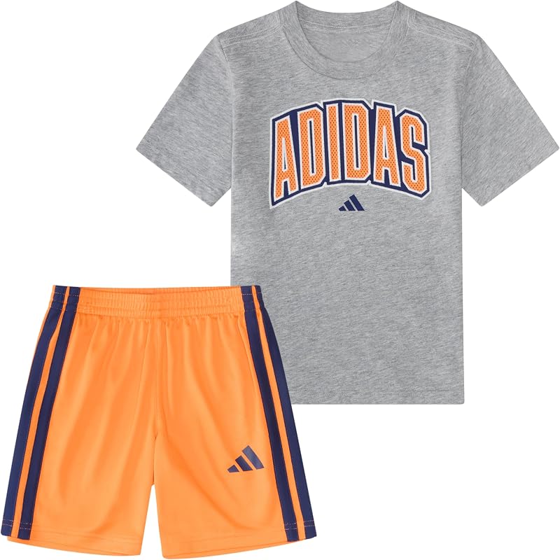 Conjunto de remera y pantalón corto de 2 piezas para niño | remera de manga corta, transpirable, cintura elástica, ajuste relajado, detalle del logotipo