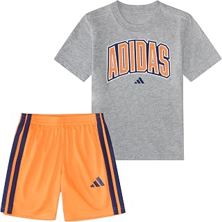 Conjunto de remera y pantalón corto de 2 piezas para niño | remera de manga corta, transpirable, cintura elástica, ajuste relajado, detalle del logotipo