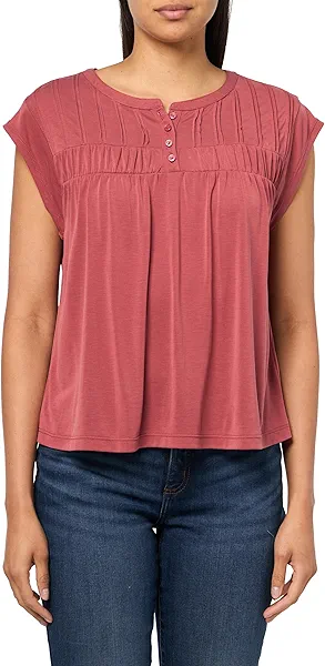 Lucky Brand Women's Smocked Sandwash Henley