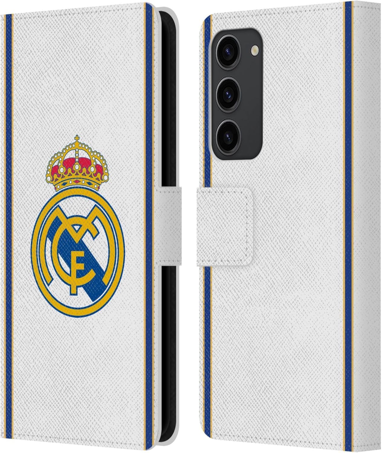 Head Case Designs Officially Licensed Real Madrid CF Bring Back 99/00 White Retro Leather Wallet Case Compatible with Samsung Galaxy S23+ 5G