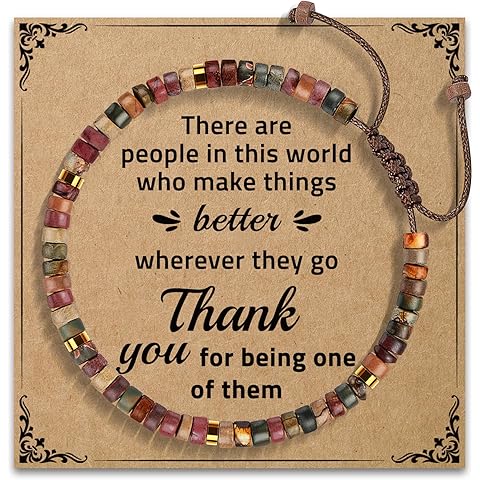 AGOT Thank You Gifts for Women: Teacher Appreciation Office Gifts for Coworkers Employee Boss Lady Manager Colleague Natural Stone Bracelet