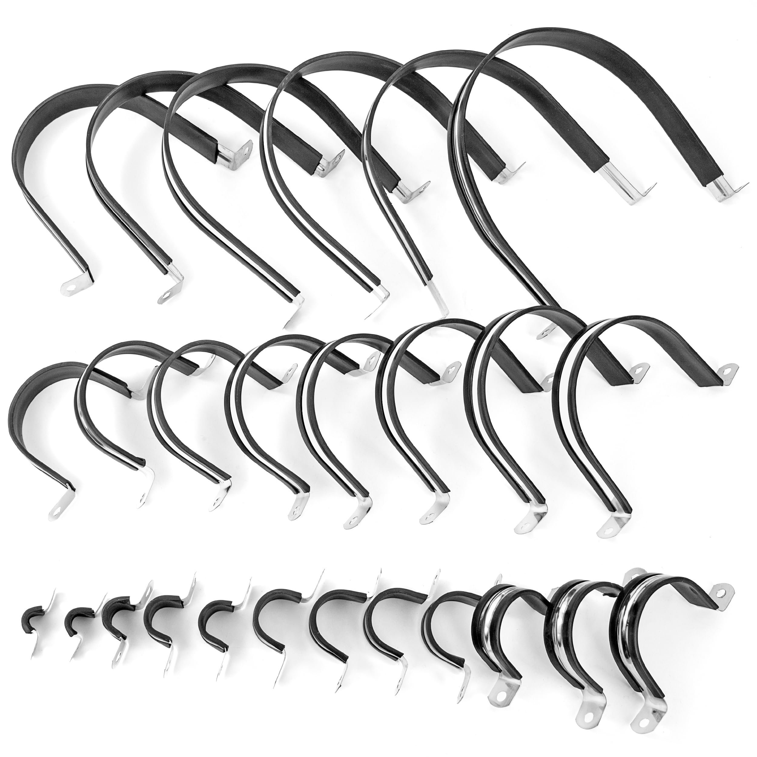Abrazaderas para Tubos 48mm de Acero Inoxidable 304 con Acolchado de Goma 12 Piezas