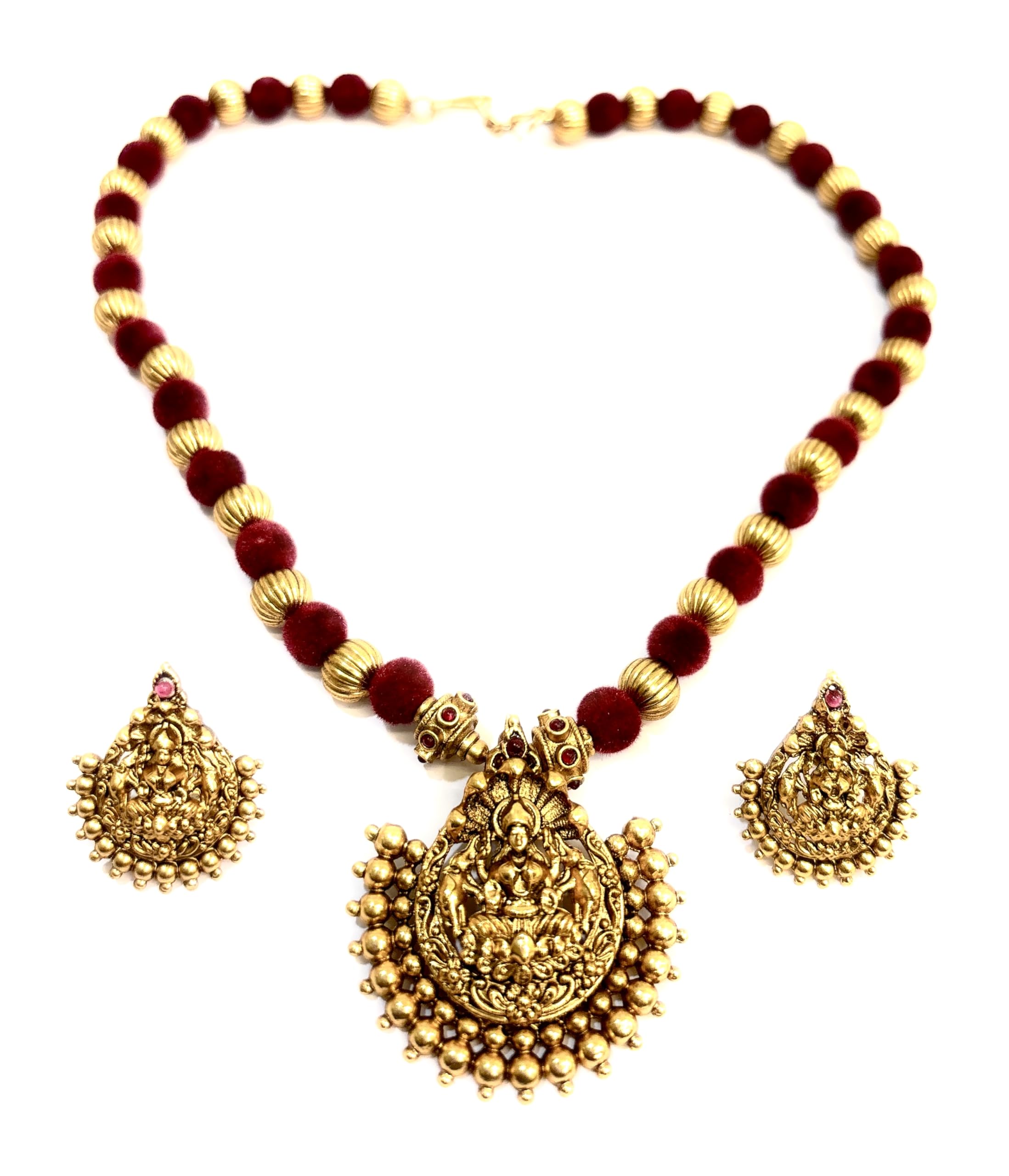 Adyashree Emporium Lakshmi Red Golden beads South Indian Wedding Latest Fashion Traditional Temple Jewellery set for Girls & Women. (B0CXK3PPLW) Amazon Price History, Amazon Price Tracker