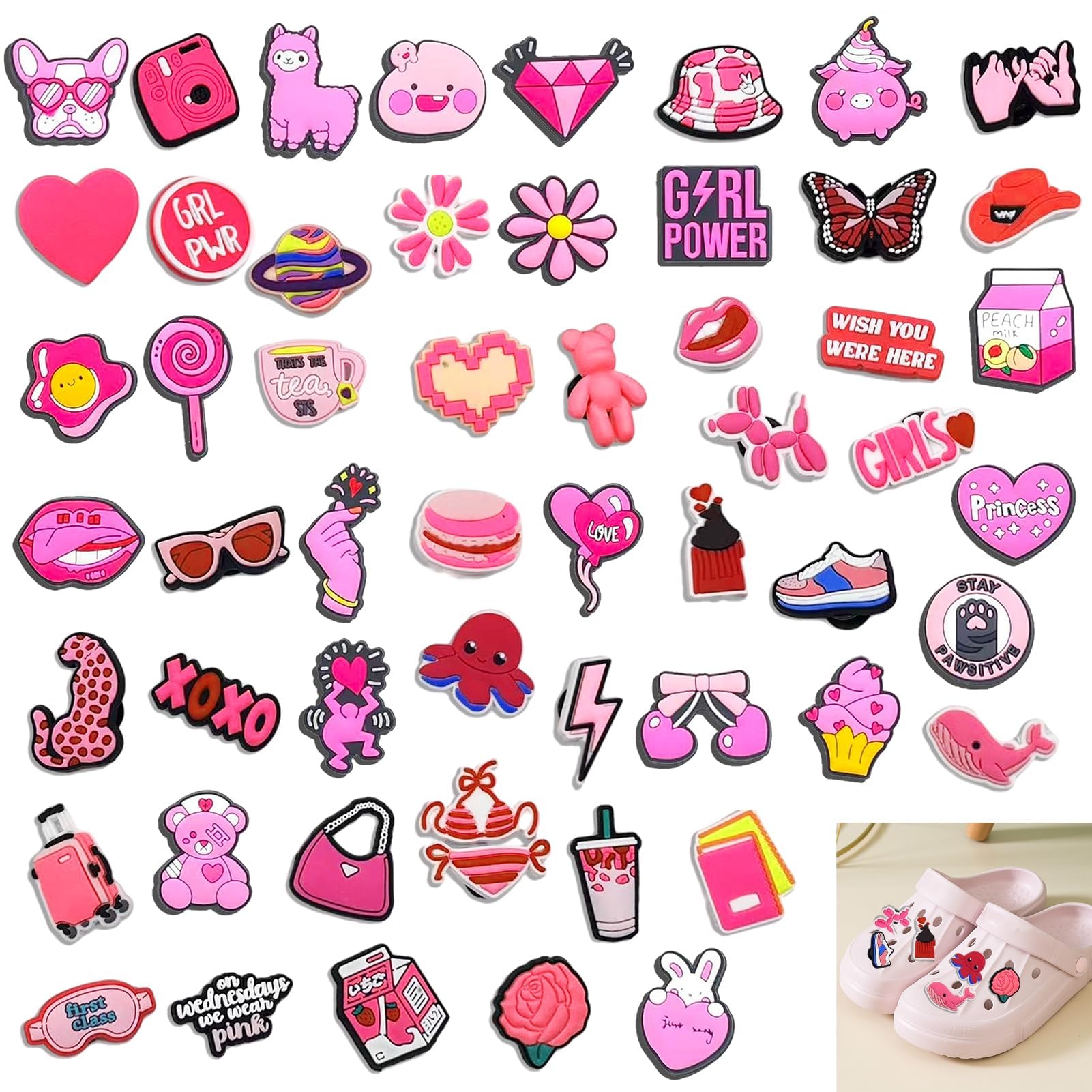 60 sztuk przypinek do butów Crocs Jibbitz, zawieszki do butów z PCW, zawieszki do butów, zawieszki do butów, akcesoria do chodaków, akcesoria do chodaków, dekoracja DIY, prezent na imprezę dla dzieci