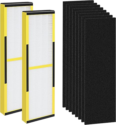 Paquete de 2 filtros FLT4825 True HEPA B de repuesto con 8 prefiltros compatibles con purificador de aire Guardian AC4825 AC4300 AC4800 AC4900
