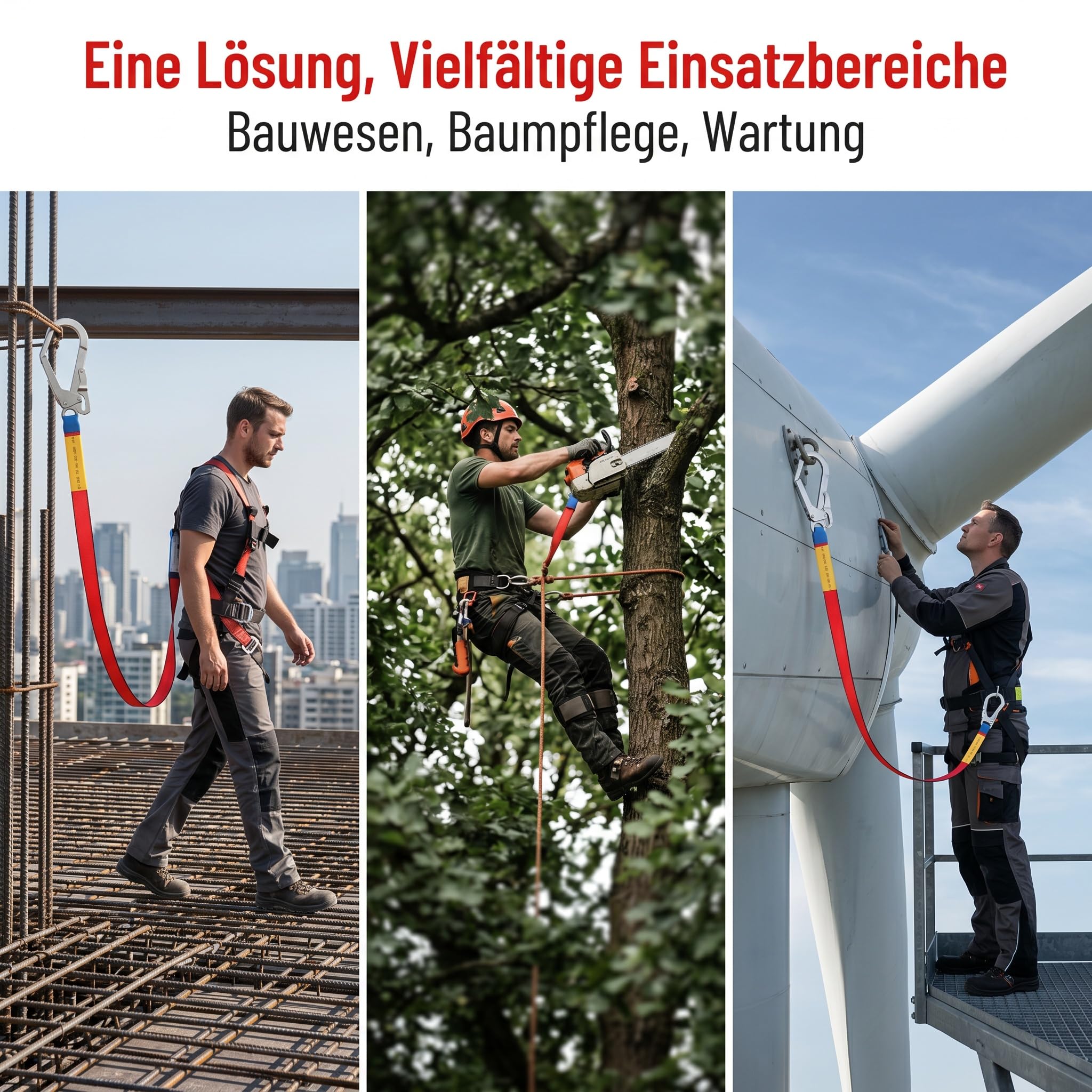 Sharplace Fallschutz Absturzsicherung Polyester Bandschlinge mit Doppel Legierungsstahl Karabinerhaken, Fallschutz Sicherheitsseil für Outdoor Baumklettern Bergsteigen Rettungsdienst