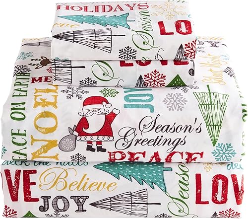 Miniatura 7 de Levtex Home Merry & Bright Collection - Juego de sábanas individual de gnomo para las fiestas, Navidad, sábana superior (66 x 96 pulgadas), sábana