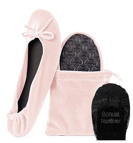Silky Toes Velvet Foldable Flats for Women Purse Ballet Slippers Wedding/Travel Flat Shoe - Velvet Ballet Pink - X-Large