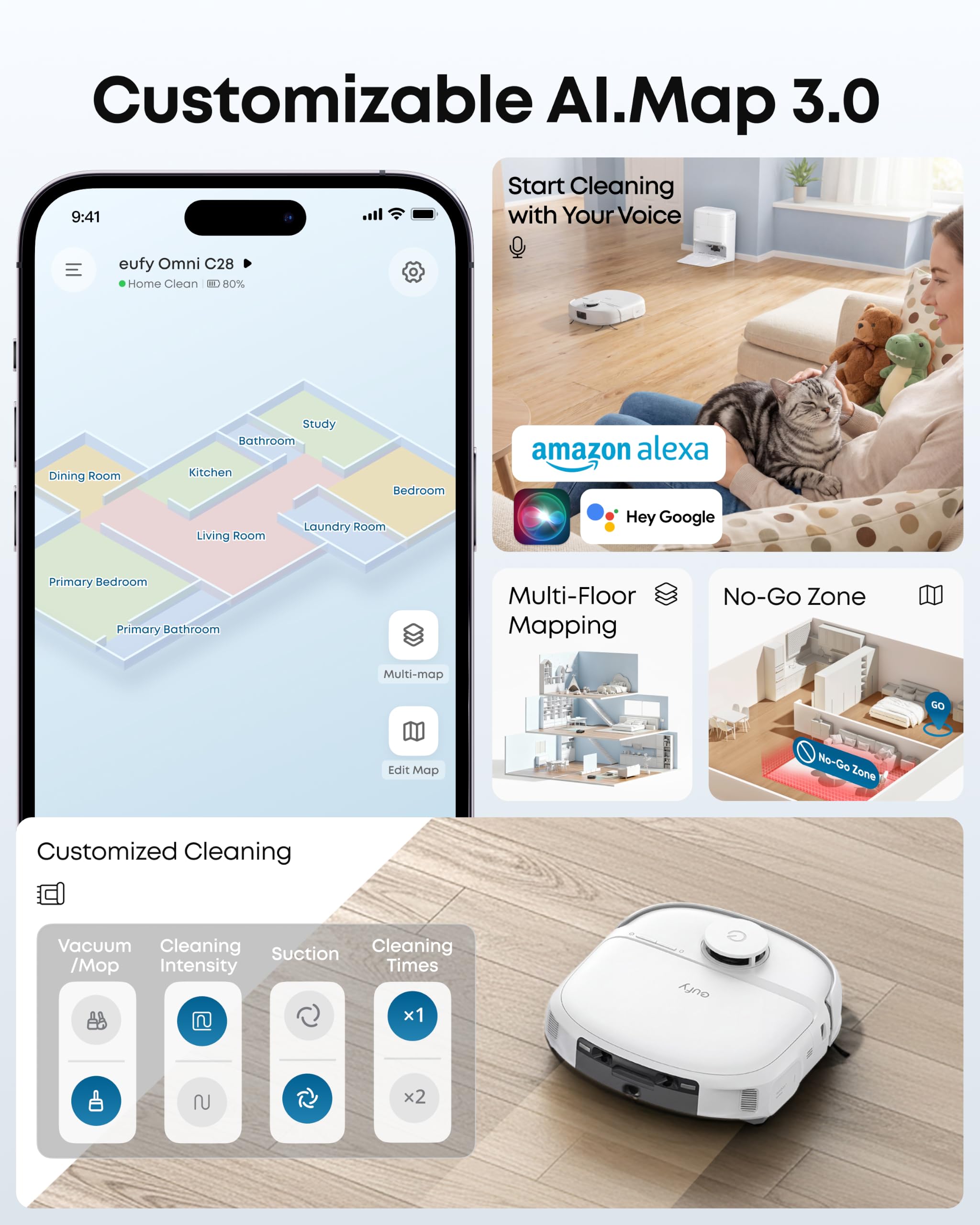 eufy C28 Robot Vacuum and Mop Combo, 15,000 Pa, HydroJet Roller Mop view 8