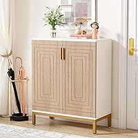 Tribesigns 5-Tier Shoe Cabinet with Doors, 20 Pairs Entryway Storage Organizer, Modern Free-Standing Rack for Closet Bedroom (White/Natural)