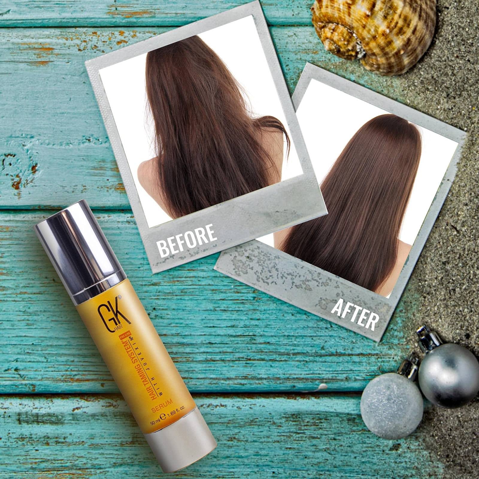 GK HAIR Global Keratin Hanf Shampoo und Spülung Sets (8.11 Fl Oz/240ml) mit Anti Frizz Serum Arganöl (1.69 Fl Oz/50ml) für trockenes, beschädigtes, repariertes Haar - alle Haartypen Sulfat Parabenfrei