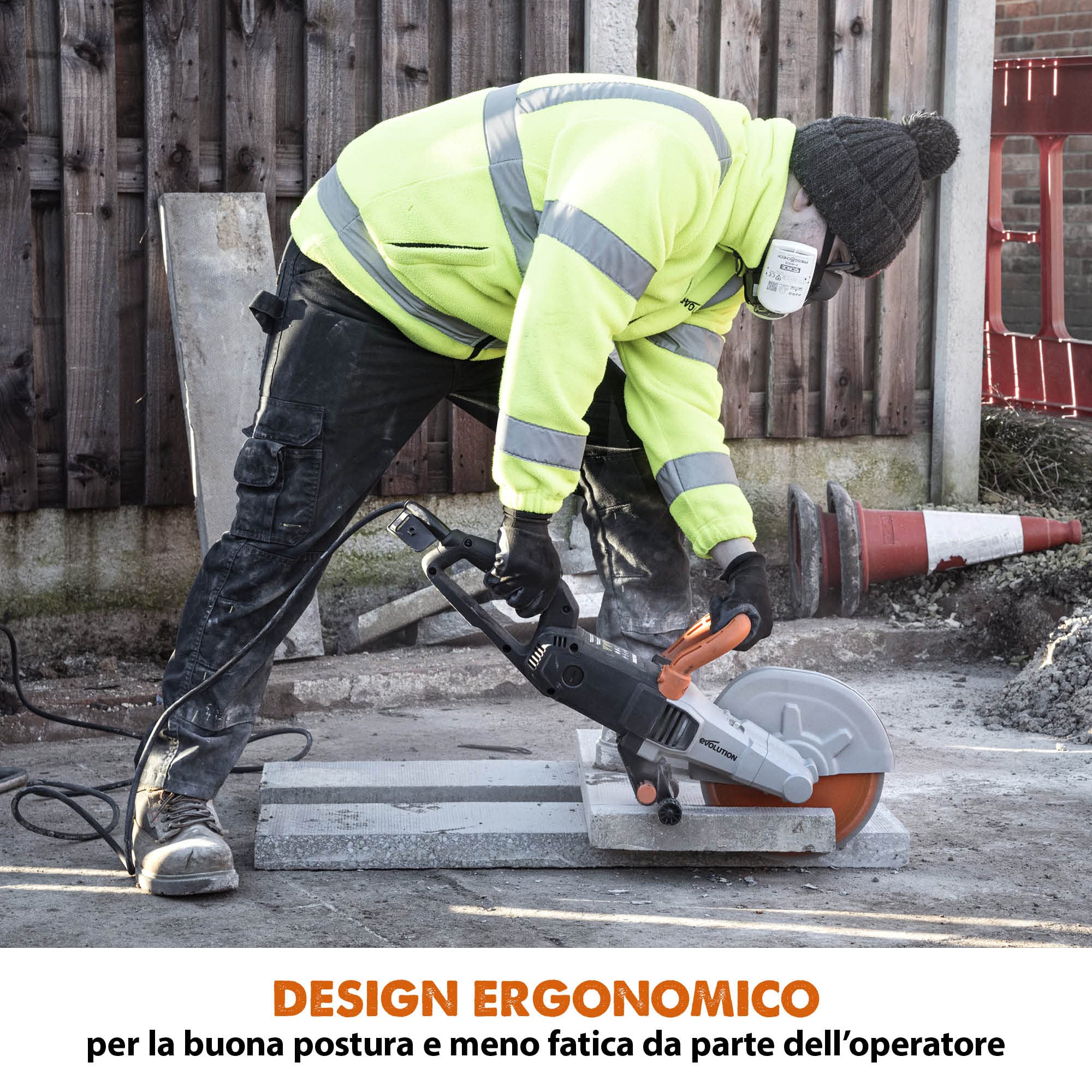 Evolution R255DCT 255 mm Sega da cemento - Non a benzina, capacità di taglio 102,5 mm, lama diamantata premium inclusa, scanalatrice da muro, sega affondamento