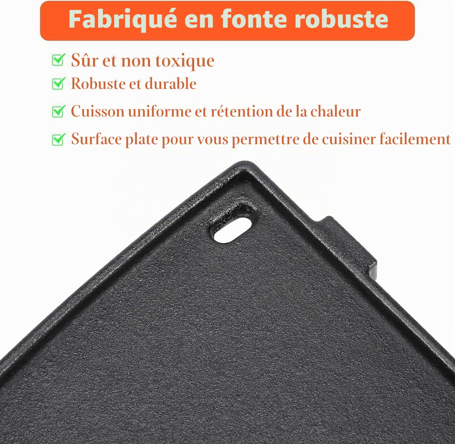Denmay 7644 43,2x32cm Plaque de gril en fonte Pièces de rechange pour Weber Q100, Q1000, Q120, Q1200, Q140, Q1400 Barbecue à gaz, Plaque de gril en fonte Poêle à gril pour Weber Q100, Q1000 Série, 2