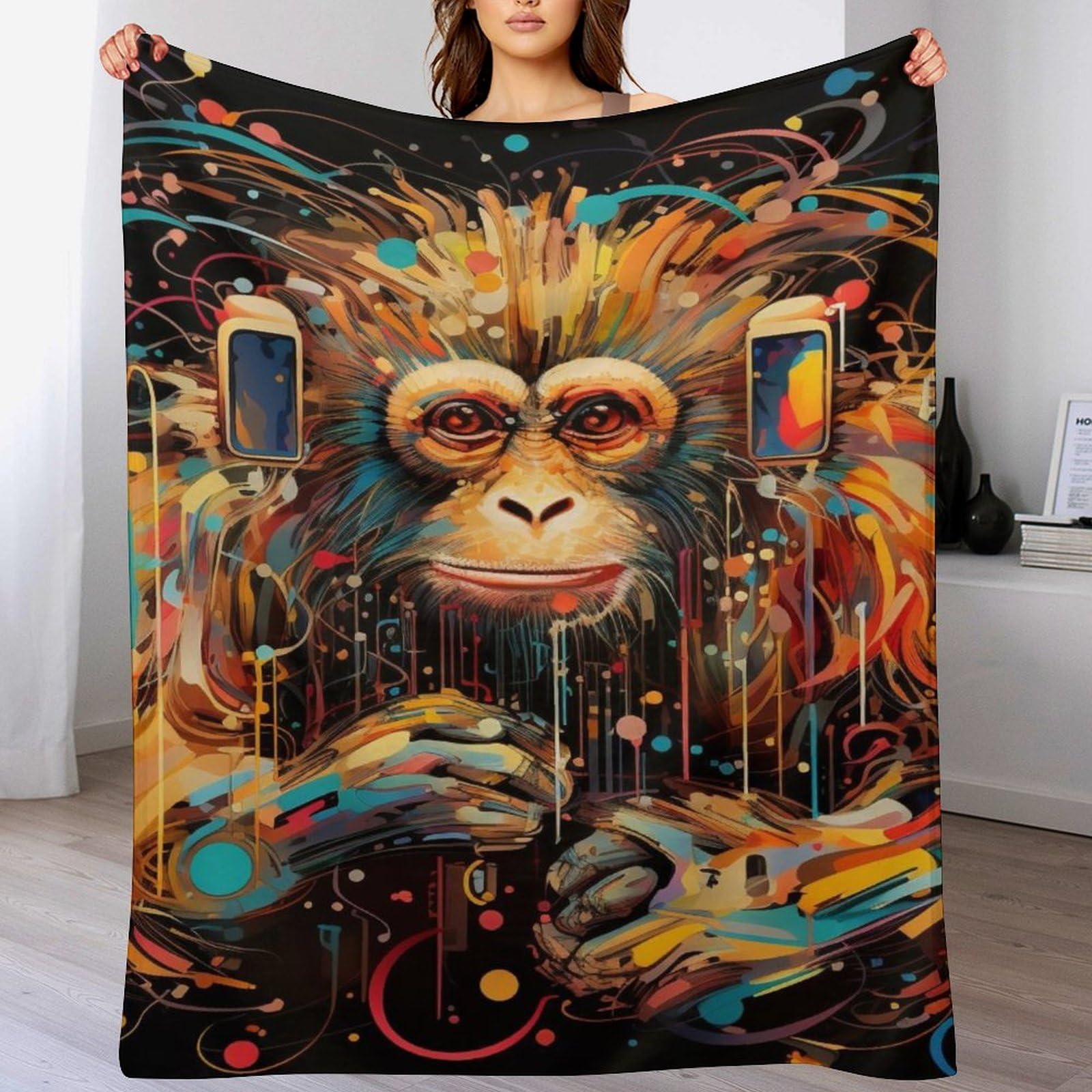 Couverture en singe contre le froid plaid léger de lit et canapé