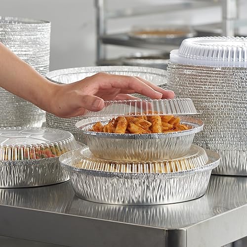 Miniatura 6 de CURTA Sartenes redondos de papel de aluminio de 7 pulgadas con tapas transparentes, resistentes, ideales para asar, hornear, almacenamiento, asar,