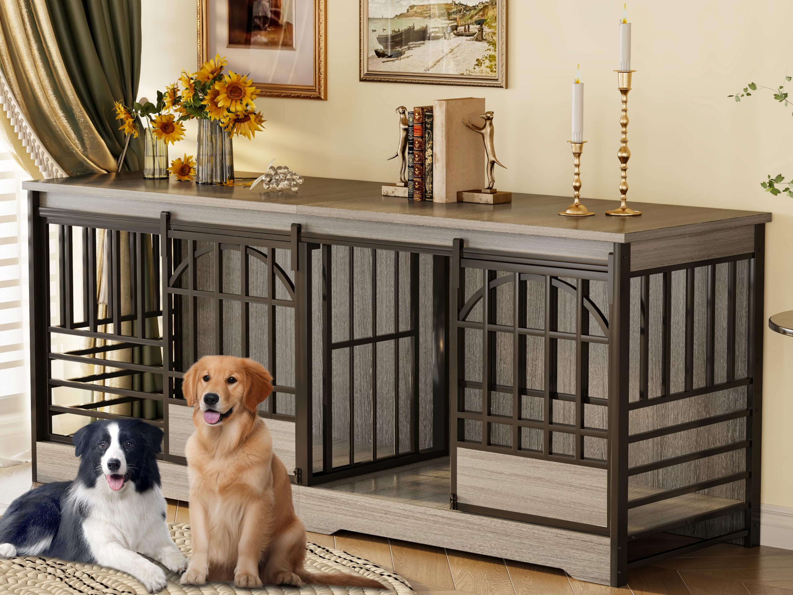 COZPAW 78 Inch Double Dog Crate with Divider