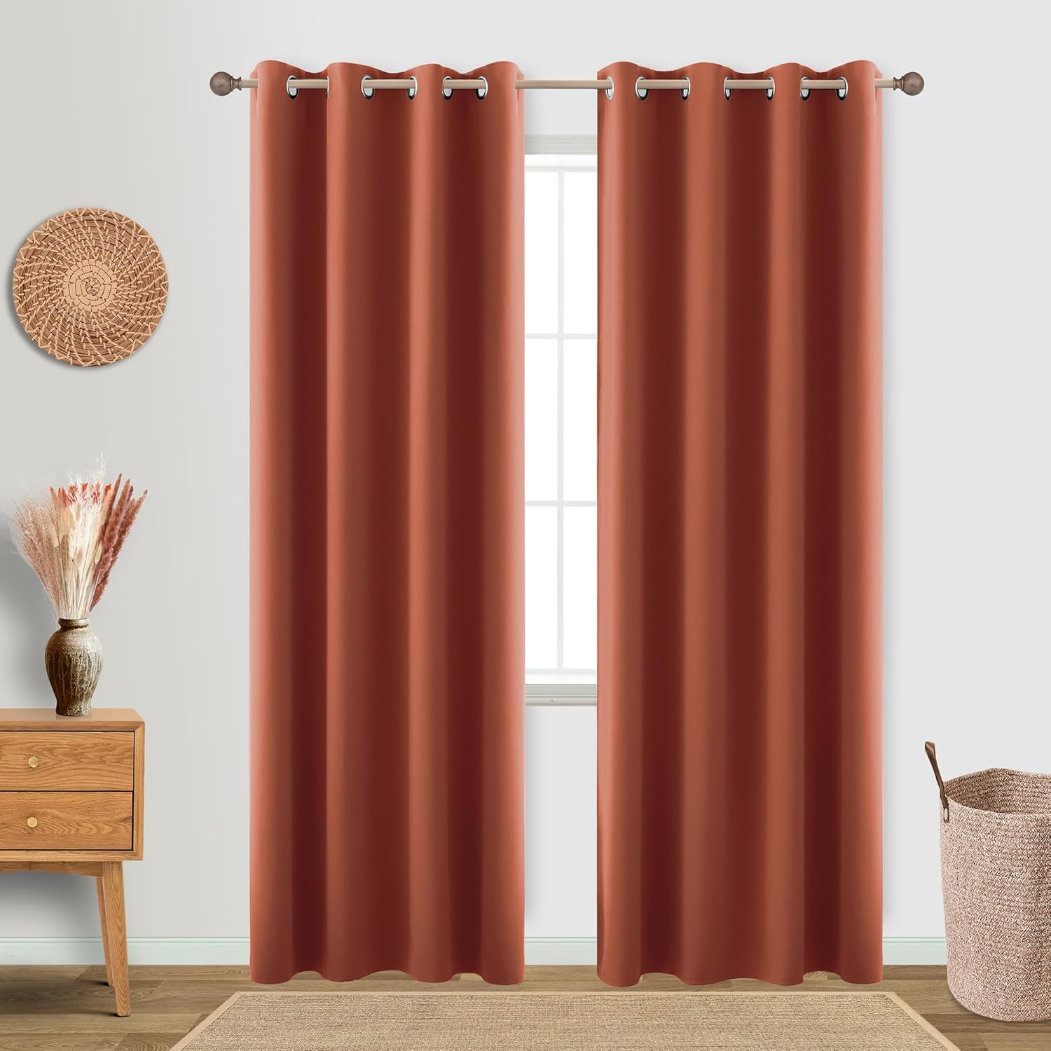 Burnt Orange Blackout Curtains for Living Room 2 Panels Set 84 Inches Long Grommet Thermal Black Out Window Drapes for Bedroom Patio Sliding Glass Door Vertical Blinds Home Office Decor,84 Inch Length 52"W x 84"L (Pack of 2) Burnt Orange