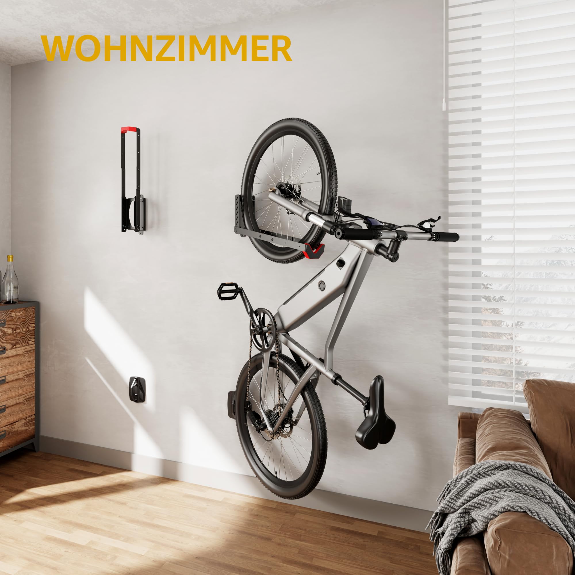 monTEK Schwenkbare Fahrrad Wandhalterung, Fahrradhalterung Wand ohne schweres Heben, platzsparender Fahrradständer für die Garage, einfaches Einhängen und Aushängen, kann bis zu 35 kg halten