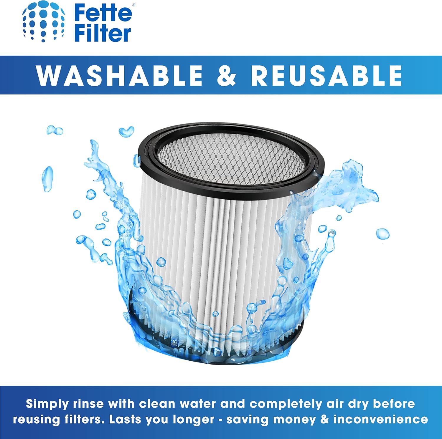Fette Filter - DXVC6910 Cartridge Filter Replacement Compatible with DEWALT DXVC6910 for 6-16 Gallon DEWALT Wet/Dry Vac Includes 2 Premium Replacement Cartridges.
