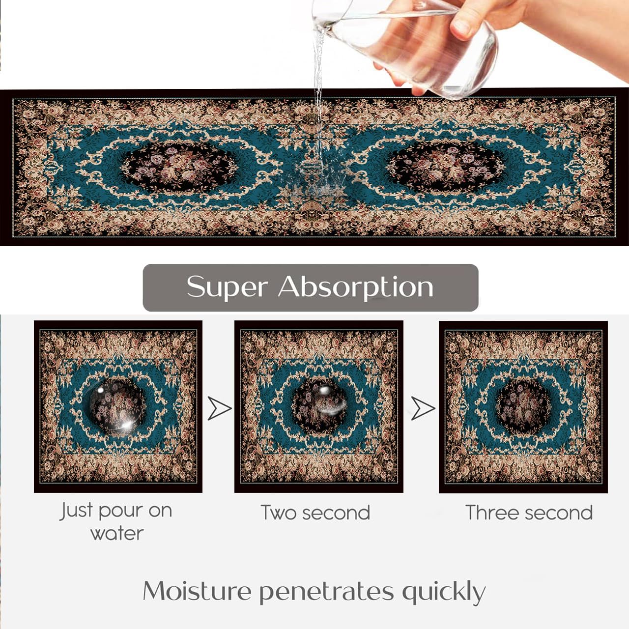 Kitchen Mats Rugs Sets Non-Slip Washable Floor Carpet Bedroom Mats Sets Soft Super Absorbent Anti Fatigue Mat Runner Set Doormat Bathroom (AW-11) — Amazon image 3