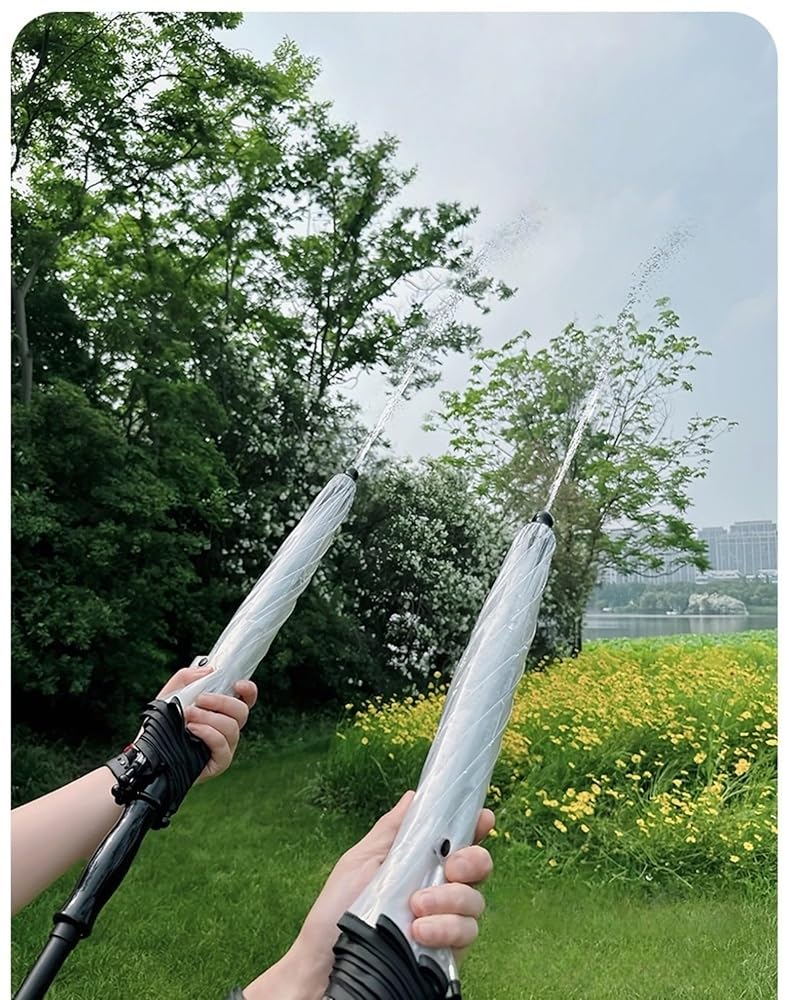 Amazon.co.jp: 水鉄砲 傘水噴霧傘、長いハンドル付きの透明な傘