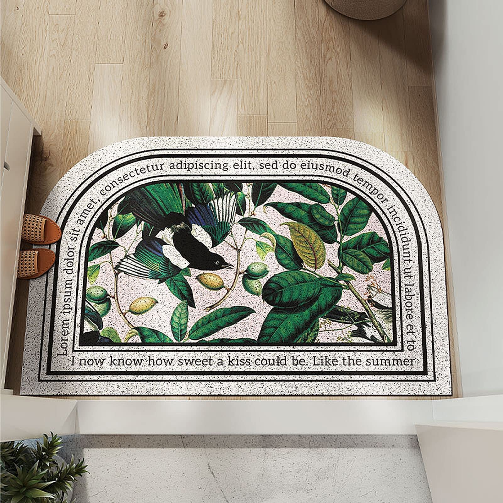 Tapete de bienvenida, diseño floral botánico, felpudo antideslizante para entrada, alfombra interior y exterior, decoración del hogar, tapete duradero y elegante