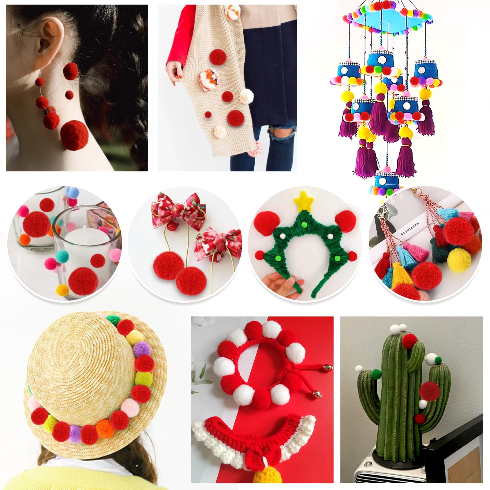 Amazon.com: TOAOB 30pcs Large Pom Poms 2 Inch Red Craft Pom Poms