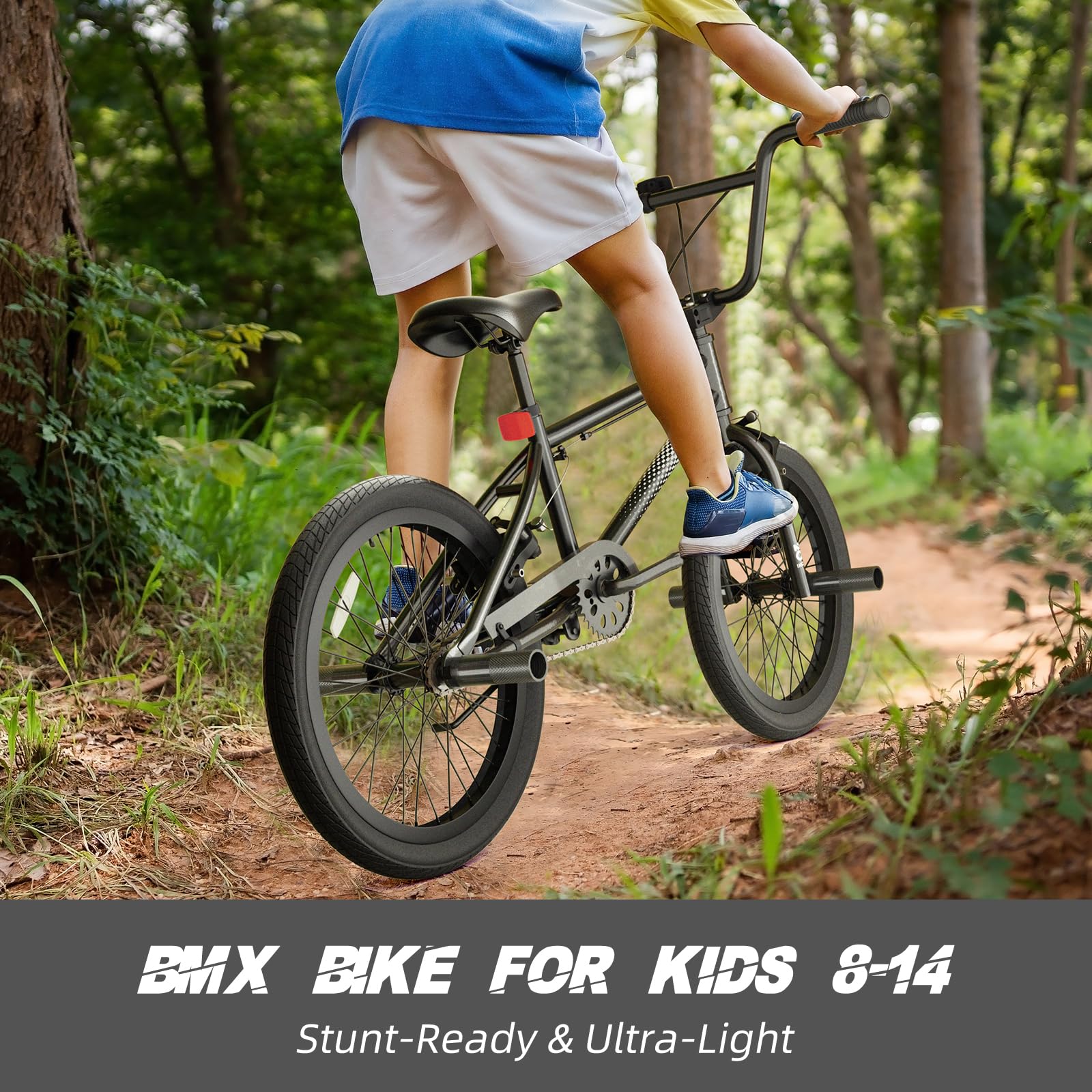 67i Boys BMX Bike 8-12 Years 18"/20" | 4 Steel Pegs, U-Brakes, Adjustable Seat & Hi-Ten Steel Frame | Lightweight 2.35" Tires for Park & Street Riding