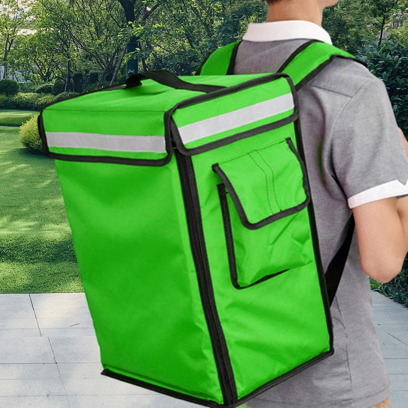 Sharplace Mochila Isotérmica para Reparto de Comida, Bolsa Térmica para Alimentos Fríos Y Calientes, Bolsillos de Malla, Bolsas para Reparto de Pizza, Calentado, Verde, Individual
