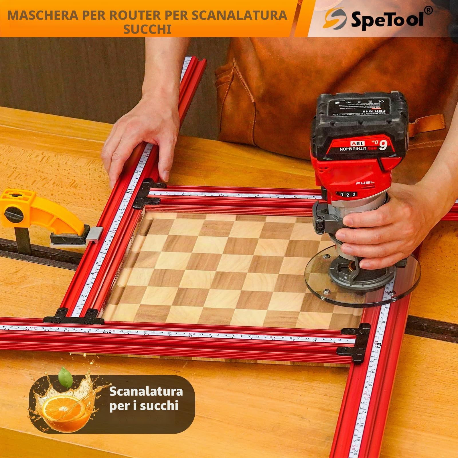 SpeTool Stencil di Fresatura Regolabile per Piani di Lavoro 650 mm x 650 mm - Router Jig per Lavorazione del Legno - Crea Fessure Rettangolari e Quadrate