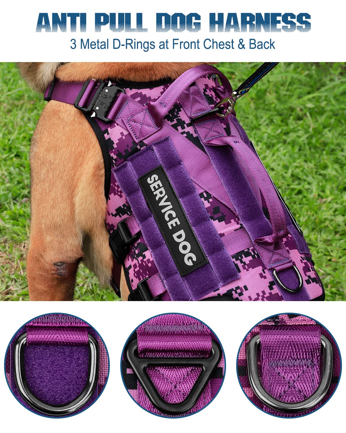 PETNANNY - Arnés táctico para perros de servicio, chaleco para perros de raza grande, panel de velcro para parches de perros de servicio, chaleco para perros de trabajo con asa para caminar,