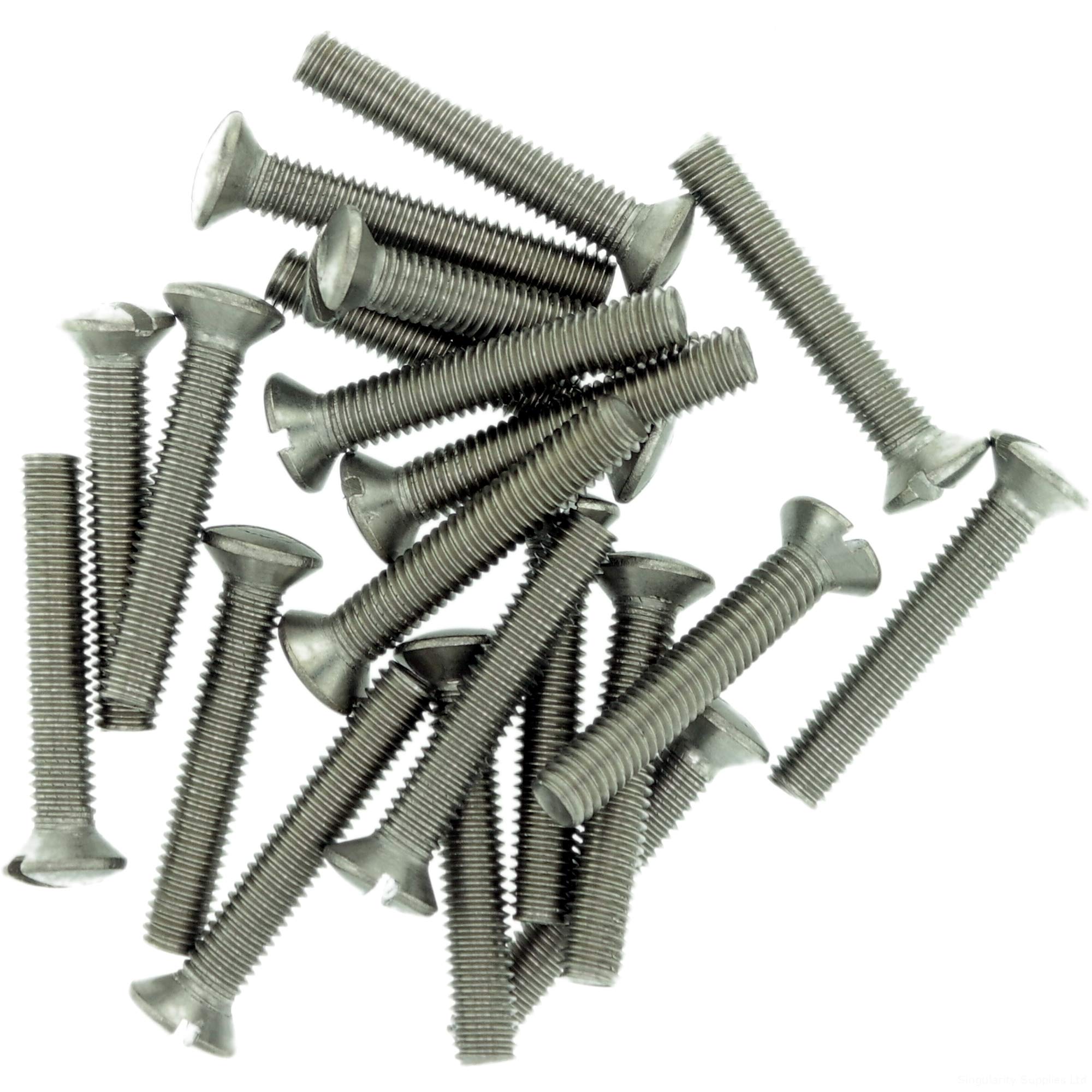 Singularity Supplies M6 (6Mm X 35Mm) Slot Raised Countersunk Machine Screw (Bolt) - Stainless Steel (A2) (Pack Of 20)