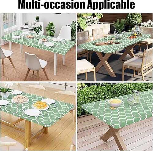 Miniatura 53 de Smiry - Mantel rectangular para mesa de pícnic, impermeable, elástico, ajustable para mesas de 6 pies de vinilo con parte trasera de franela Verde