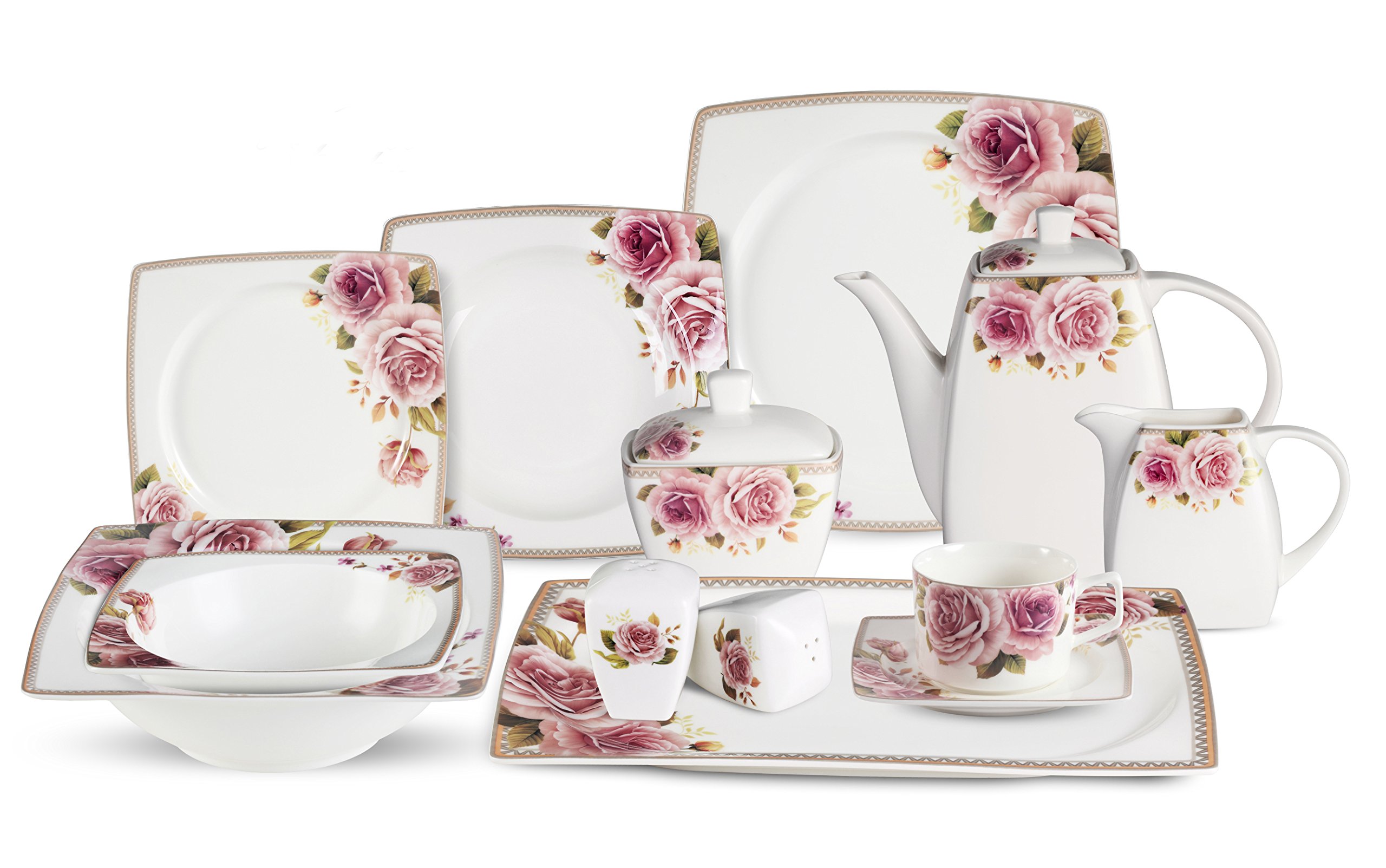 Lorenzo 57 Piece Elegant Bone China Service for 8 Loretta