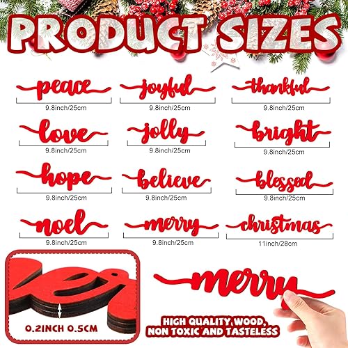 Miniatura 3 de 12 piezas Christmas Thankful Blessed Merry Joyful Peace Family con corte de madera rústico Thankful Plate Letrero de letras para decoración de