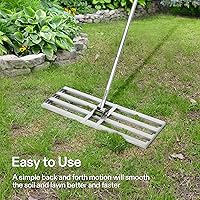 Vista 3 de VIVOSUN Rastrillo nivelador de césped de 30", 30" x 10" x 78" Nivelador de césped de acero inoxidable resistente con mango largo ajustable de 7 pies