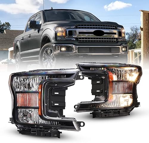 WOLFSTORM Conjunto de faros delanteros para Ford F150 2018 2019 2020 con modelos de faros halógenos solo y no es compatible con F150 Raptor,