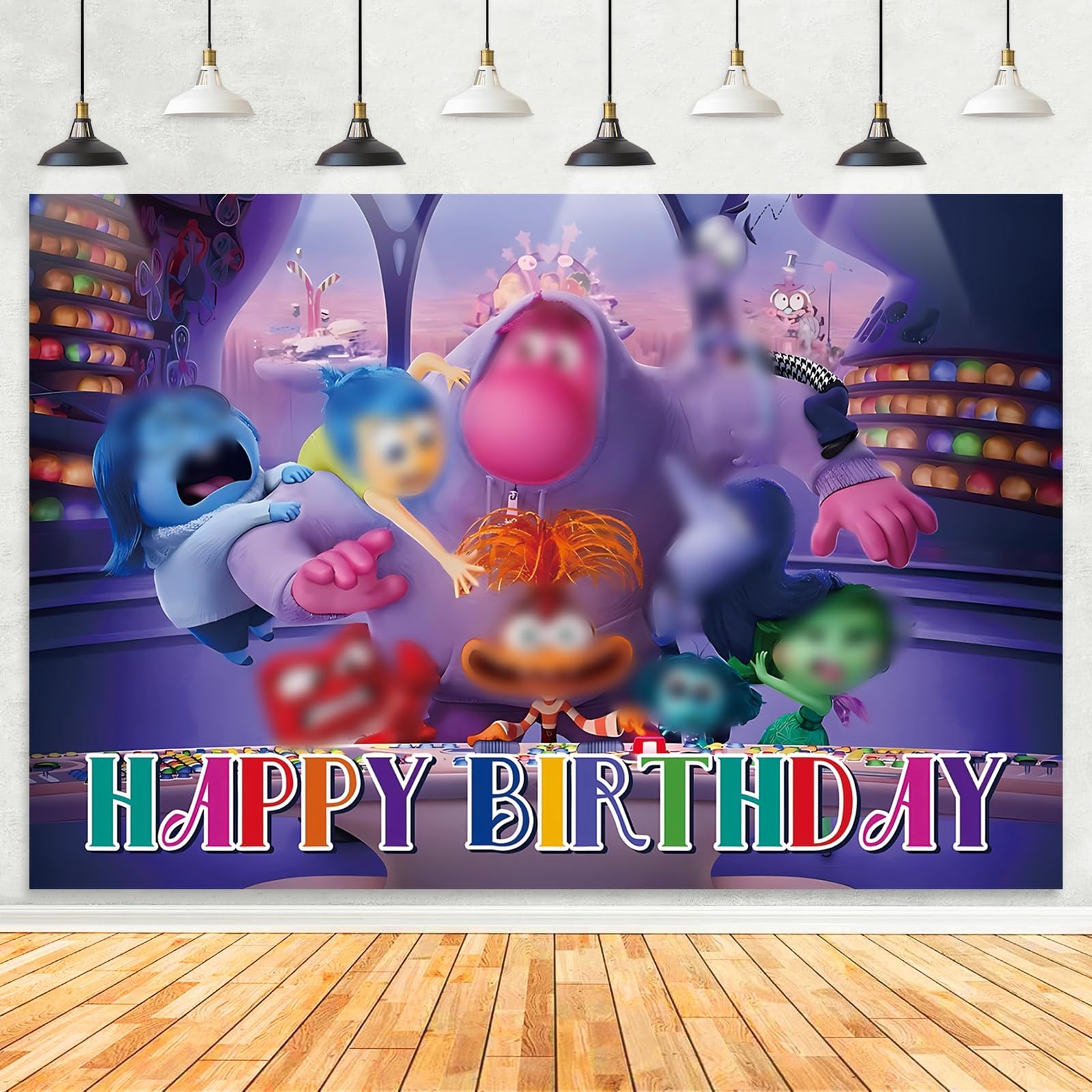 Cartoon Theme Happy Birthday Backdrop Photo Booth Background Banner, Large Fabric Party Supplies for Boys & Girls