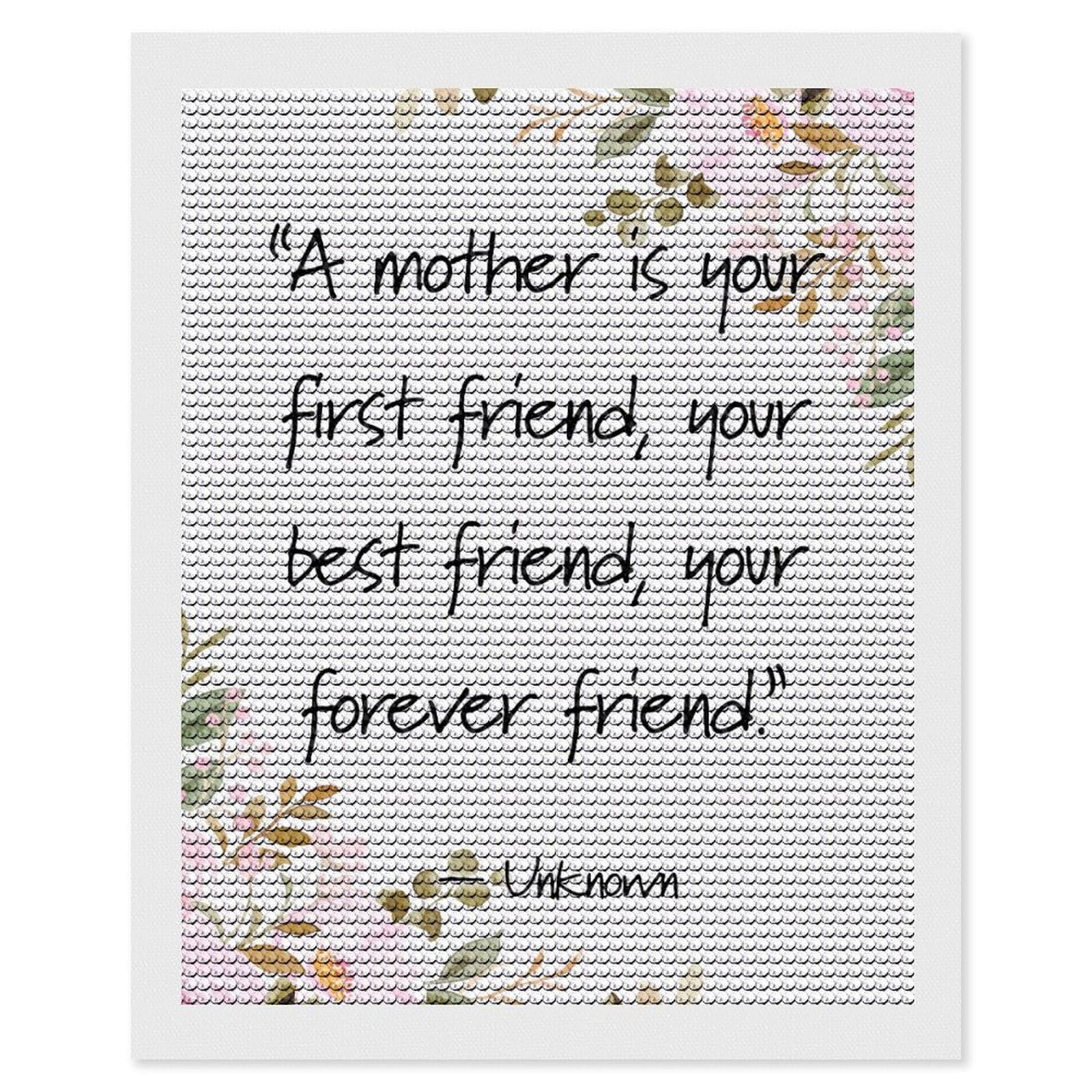 Junmoney Love Mom DIY Diamond Art Canvas Kit 16"x20", for Teens, Aesthetic Room Decor, Farmhouse Decor, Canvas Picture, Birthday Gift