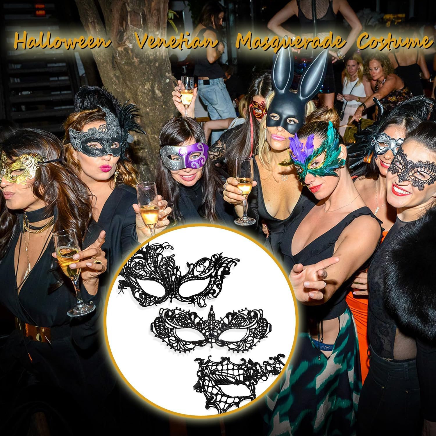 Masquerade Mask for Women Lace Masks for Venetian Party Costume Halloween Carnival - Image 8